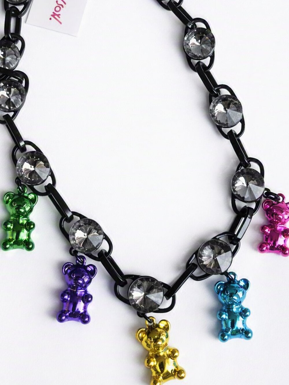 Betsey Johnson Colorful Bear Charm Necklace